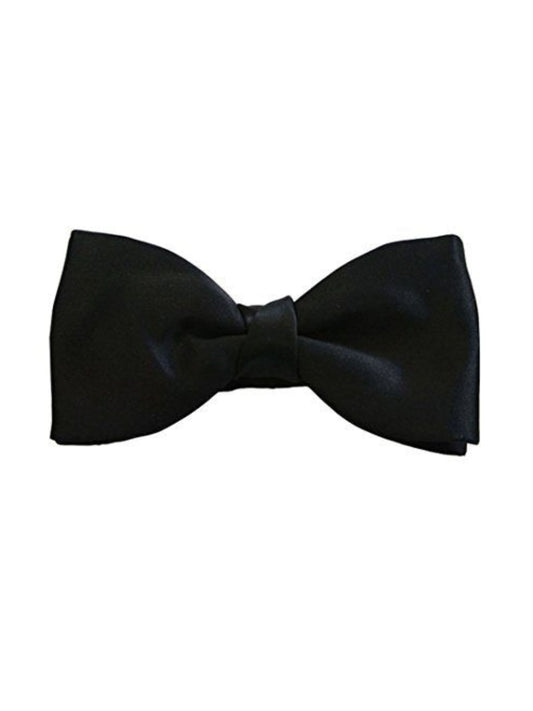 BLACK SATIN READY-TIED BOW TIE