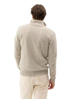 ALVIN CHAI MERINO CASHMERE BLEND WINDPROOF QUARTER ZIP TURTLENECK JUMPER