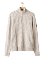 ALVIN CHAI MERINO CASHMERE BLEND WINDPROOF QUARTER ZIP TURTLENECK JUMPER