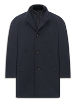 BUGATTI NAVY COAT WITH FAUX FUR DETACHABLE COLLAR