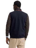 NAVY GILET WITH QUILTED FRONT AND FULL ZIP
