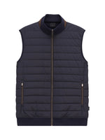 NAVY GILET WITH QUILTED FRONT AND FULL ZIP