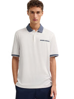 WHITE POLO WITH DARK BLUE TRIM