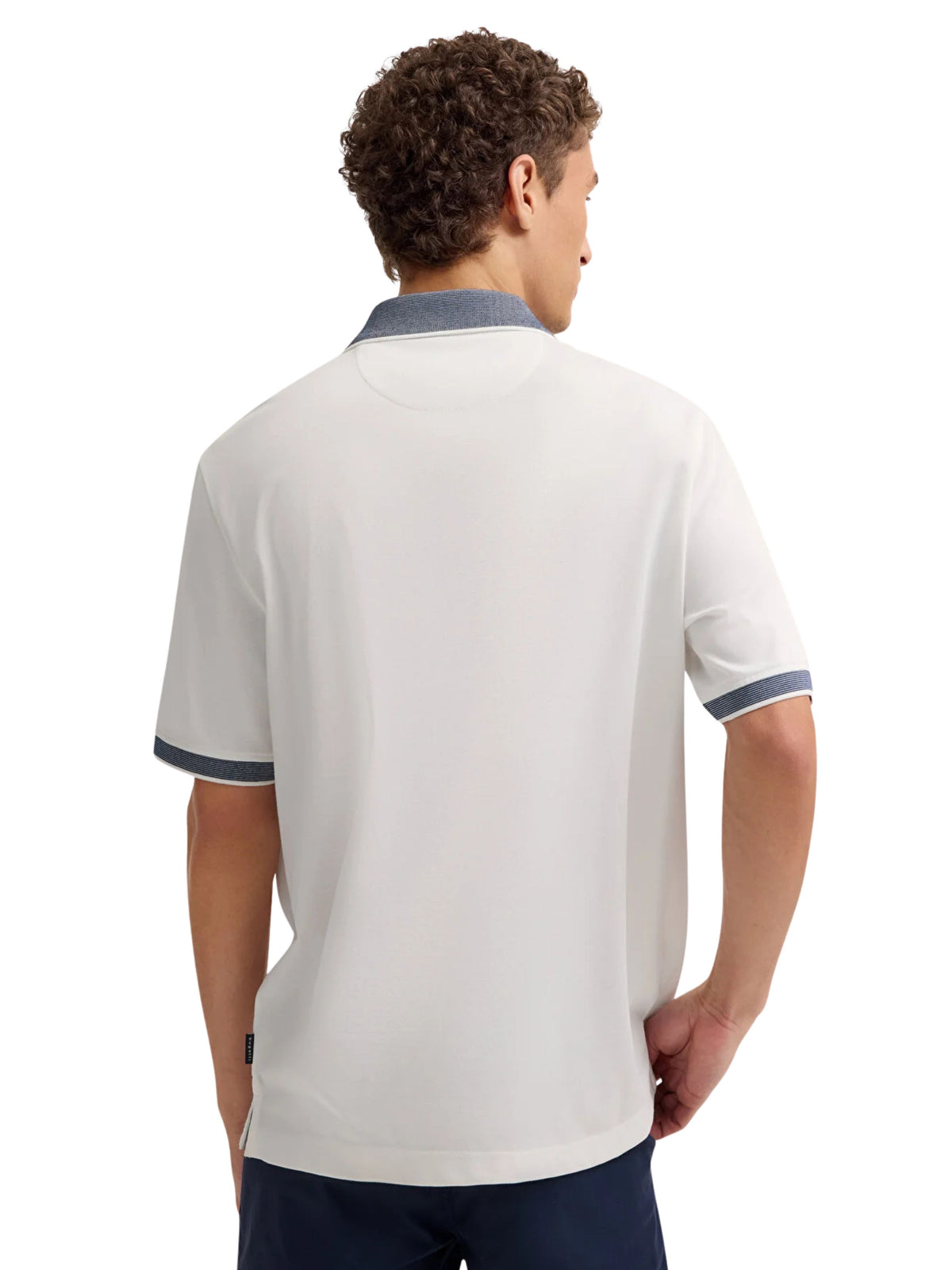 WHITE POLO WITH DARK BLUE TRIM