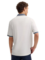 WHITE POLO WITH DARK BLUE TRIM