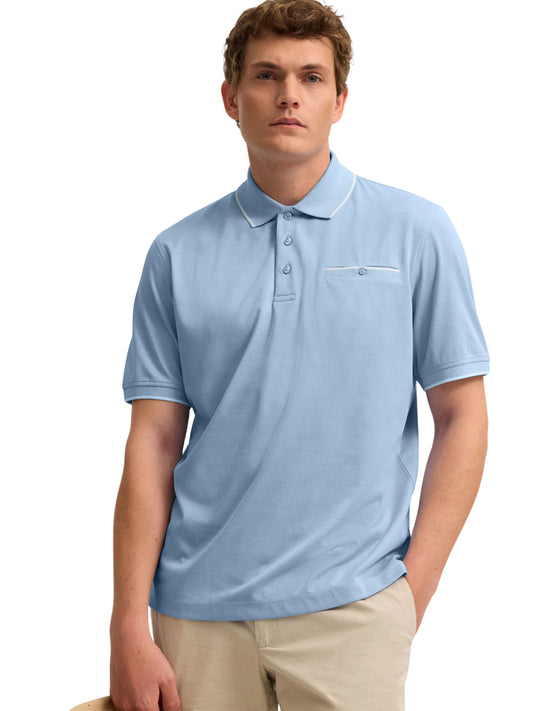 LIGHT BLUE POLO WITH WHITE TRIM