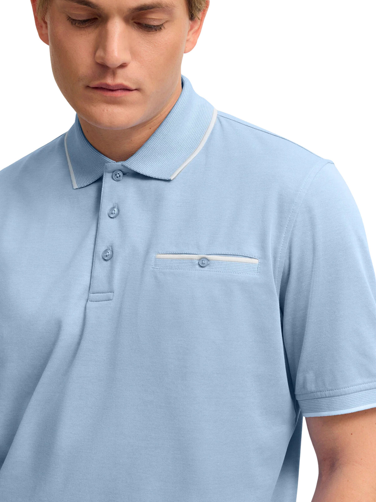 LIGHT BLUE POLO WITH WHITE TRIM