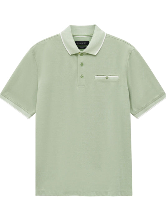 PALE GREEN POLO WITH WHITE TRIM