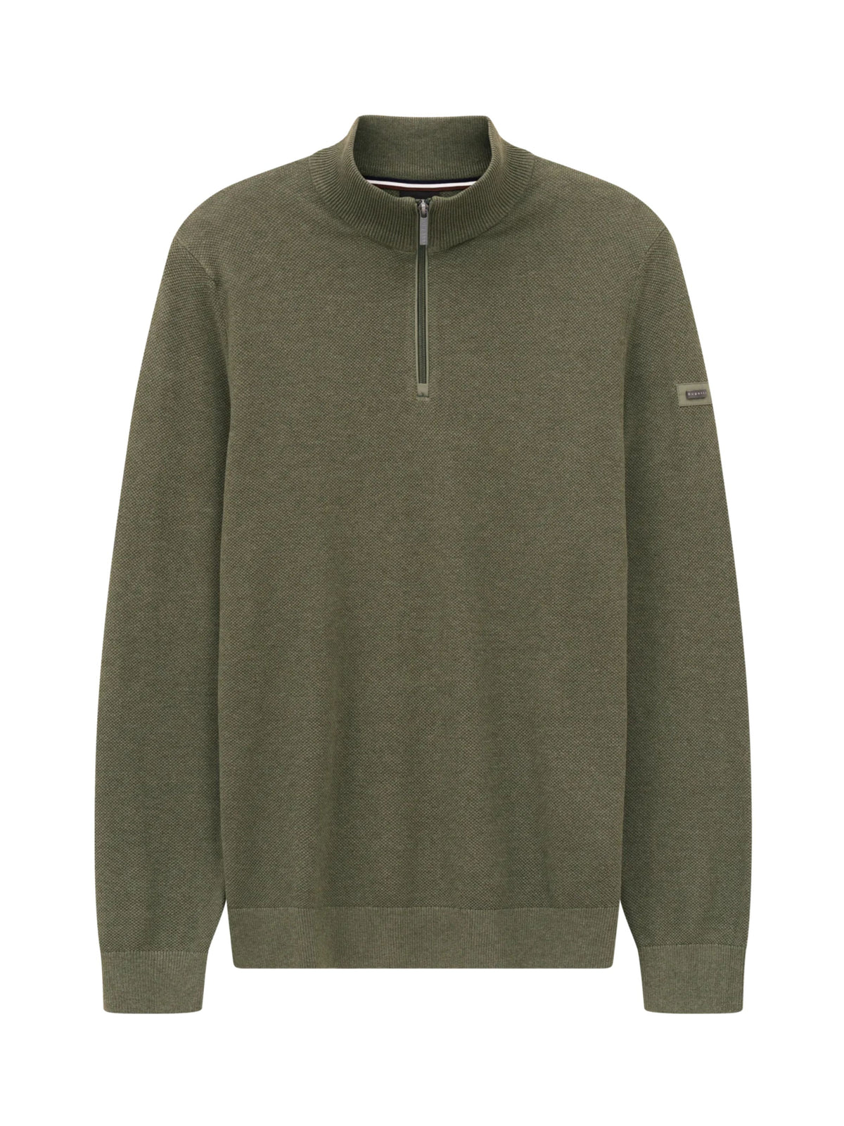 GREEN QUARTER ZIP COTTON JUMPER