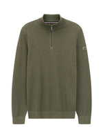 GREEN QUARTER ZIP COTTON JUMPER