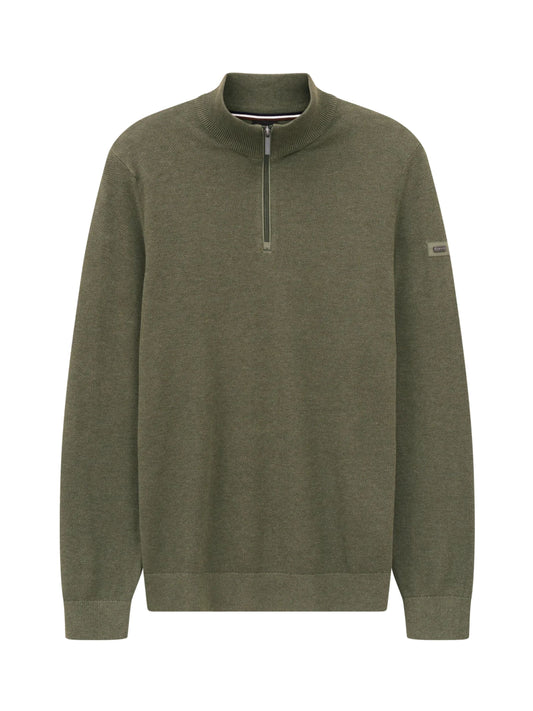 GREEN QUARTER ZIP COTTON JUMPER