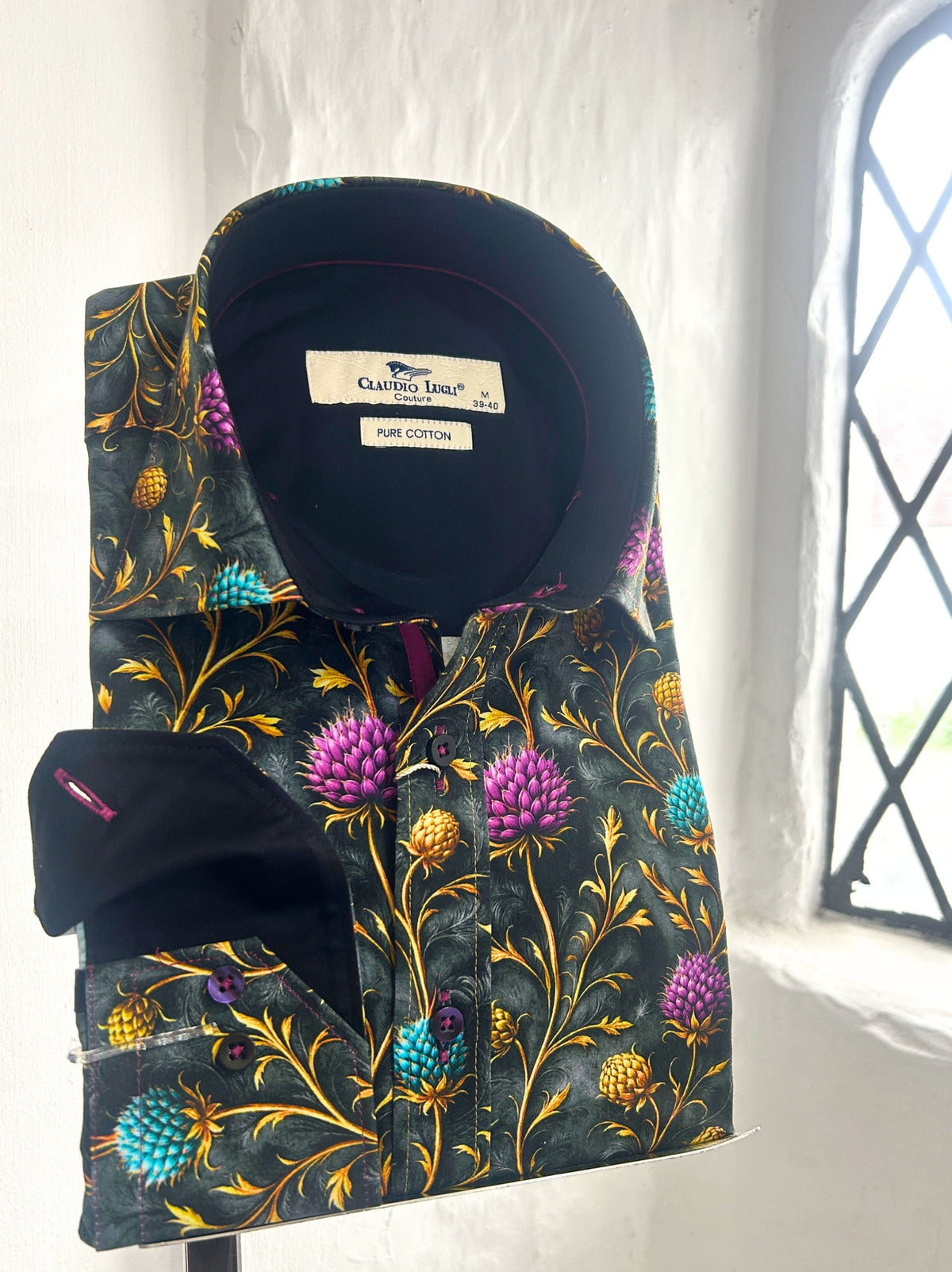GREEN AND PURPLE THISTLES LONG SLEEVE SHIRT