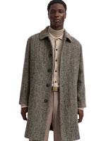 GREY & BEIGE HERRINGBONE WOOL BLEND COAT