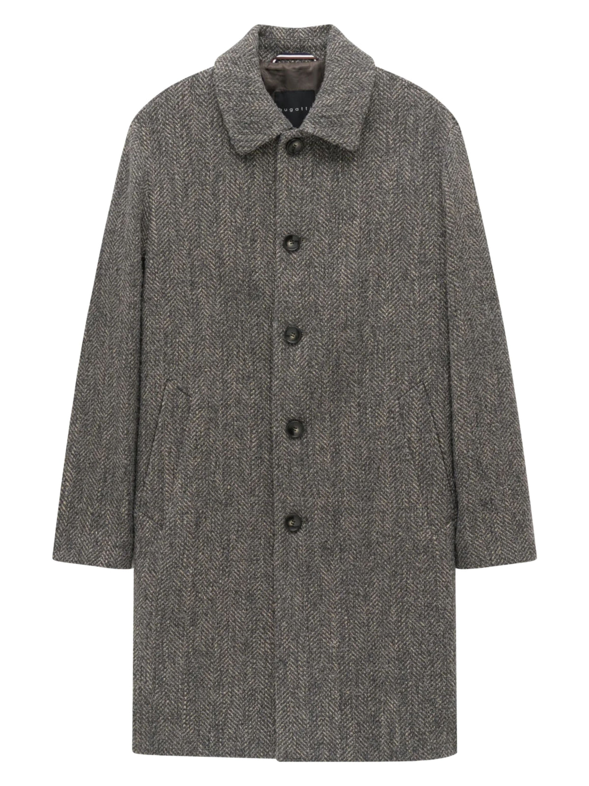 GREY & BEIGE HERRINGBONE WOOL BLEND COAT