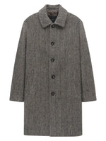 GREY & BEIGE HERRINGBONE WOOL BLEND COAT