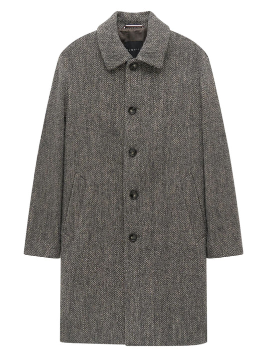 GREY & BEIGE HERRINGBONE WOOL BLEND COAT