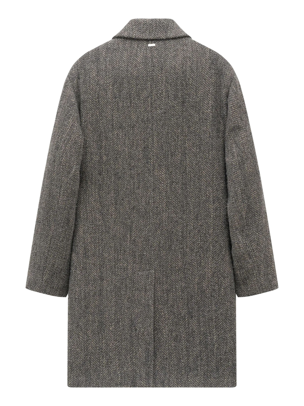 GREY & BEIGE HERRINGBONE WOOL BLEND COAT