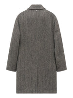 GREY & BEIGE HERRINGBONE WOOL BLEND COAT
