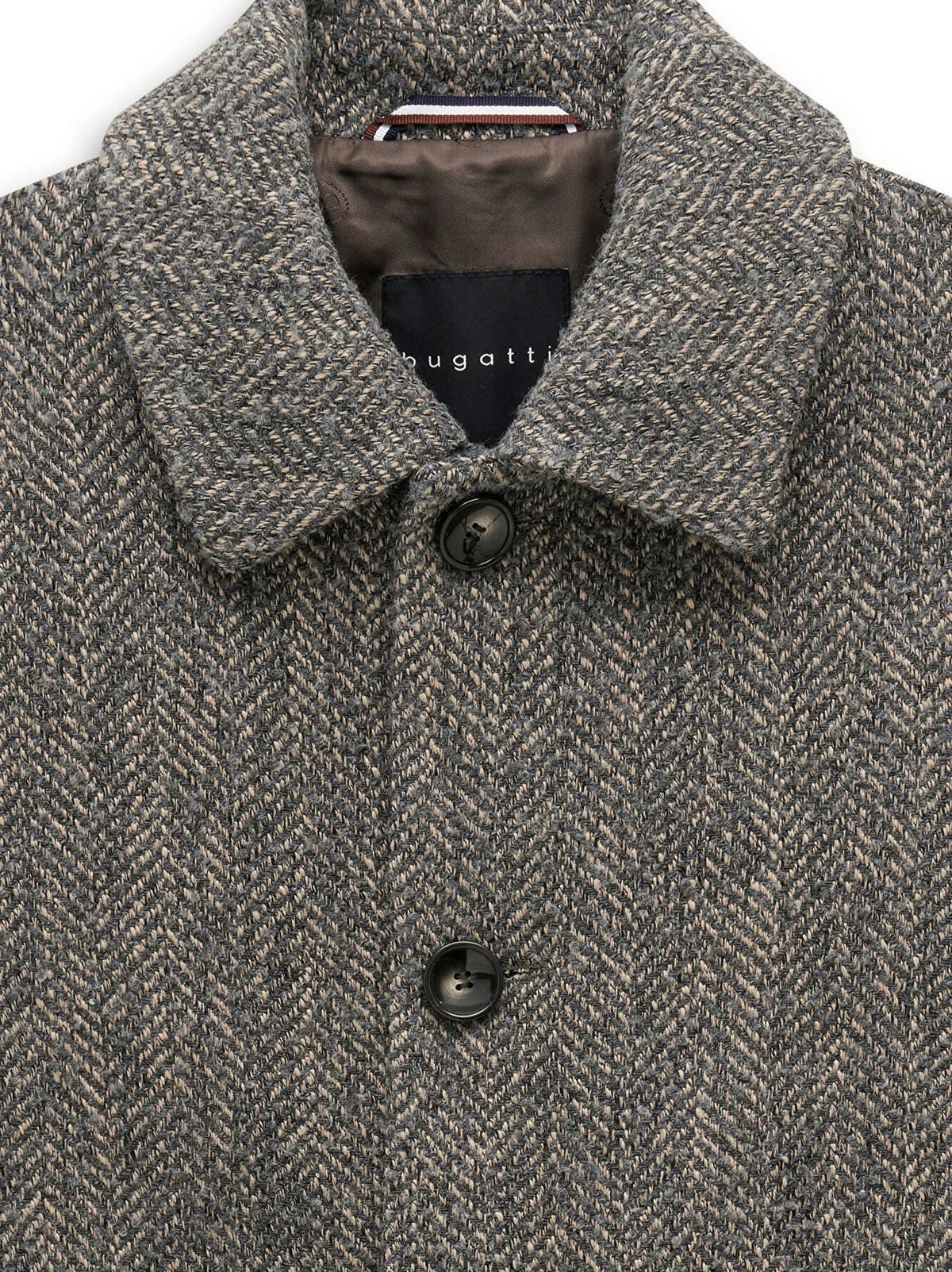 GREY & BEIGE HERRINGBONE WOOL BLEND COAT