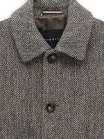 GREY & BEIGE HERRINGBONE WOOL BLEND COAT