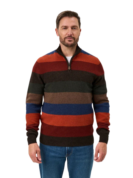 LYNDHURST COCOA BASE QUARTER ZIP LAMBSWOOL JUMPER