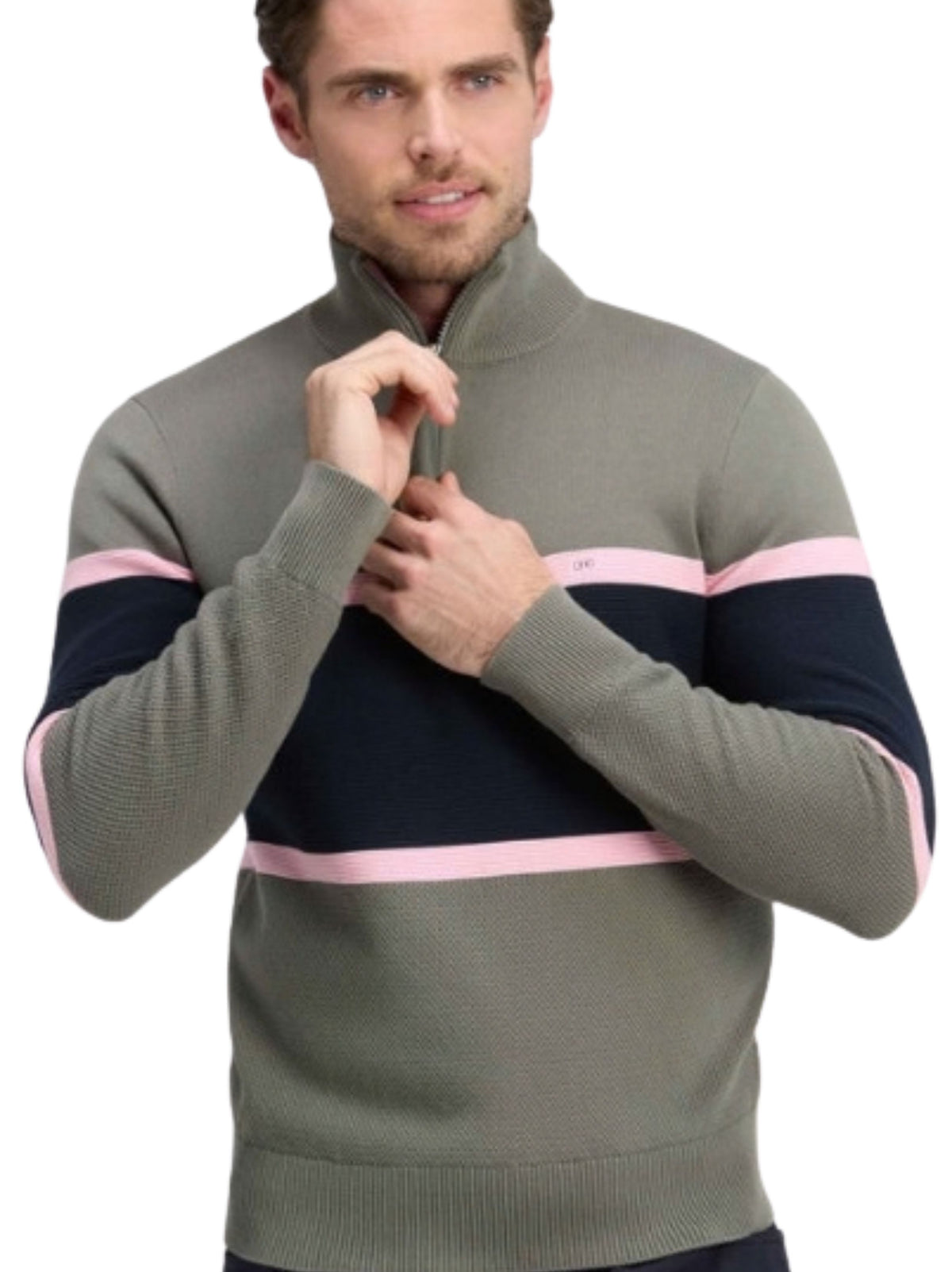 OLIVE GREEN TRUCKER NECK JUMPER