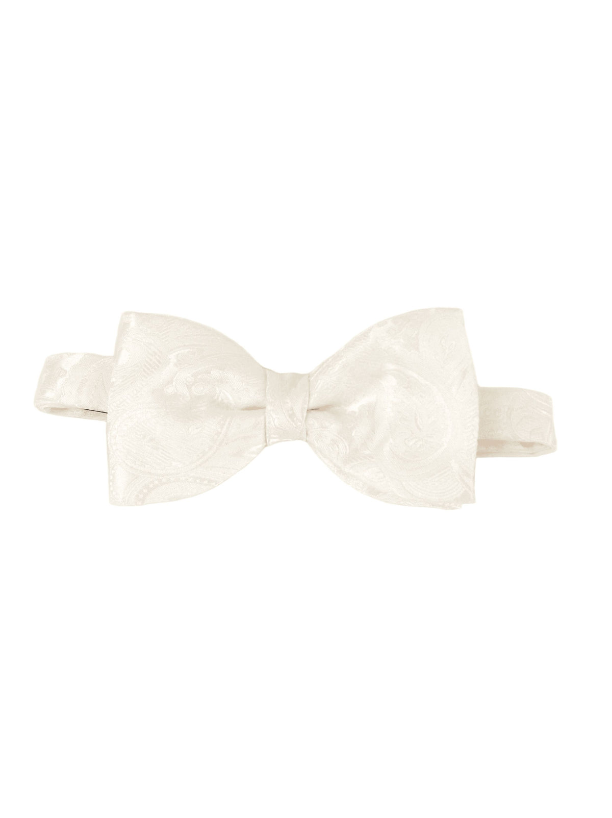 SILK WHITE PAISLEY READY TIED BOW TIE