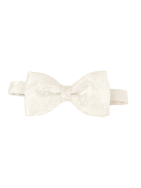SILK WHITE PAISLEY READY TIED BOW TIE