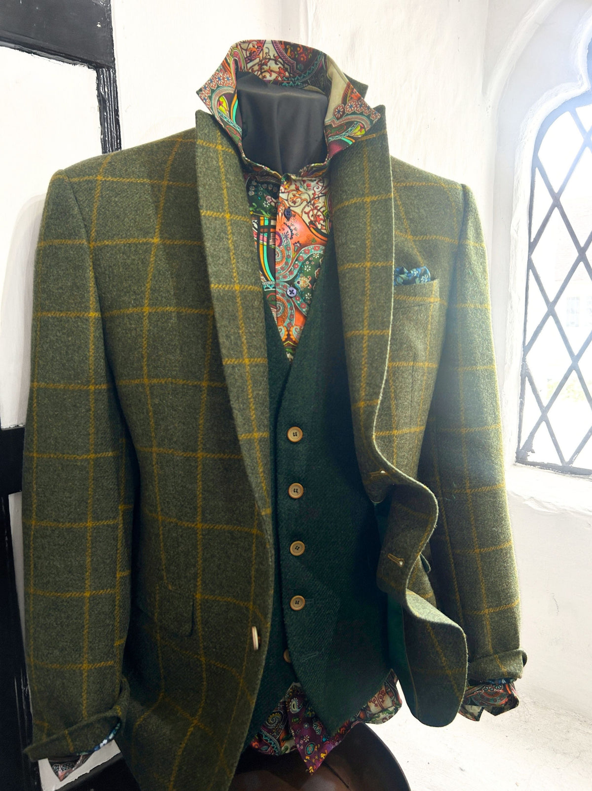 JACKY DARK GREEN WITH GOLD O/C WOOL SPORTS JACKET