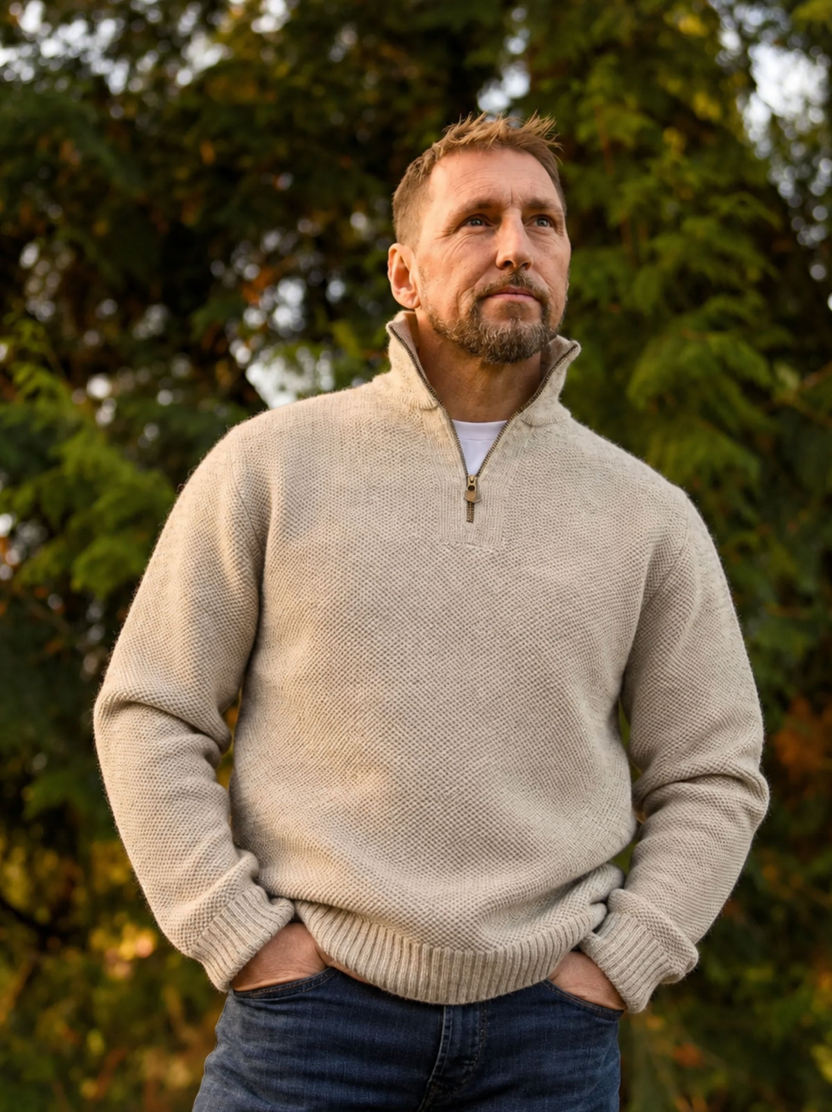 LIGHT GREY CLASSIC QUARTER ZIP JUMPER