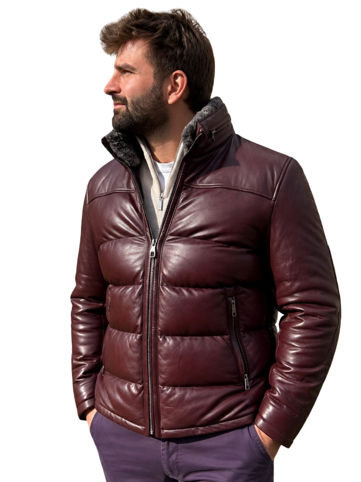 KILIAN BURGUNDY LEATHER JACKET