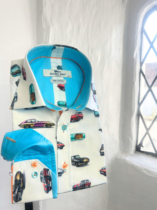 JAGUAR PRINT WHITE LONG SLEEVE SHIRT