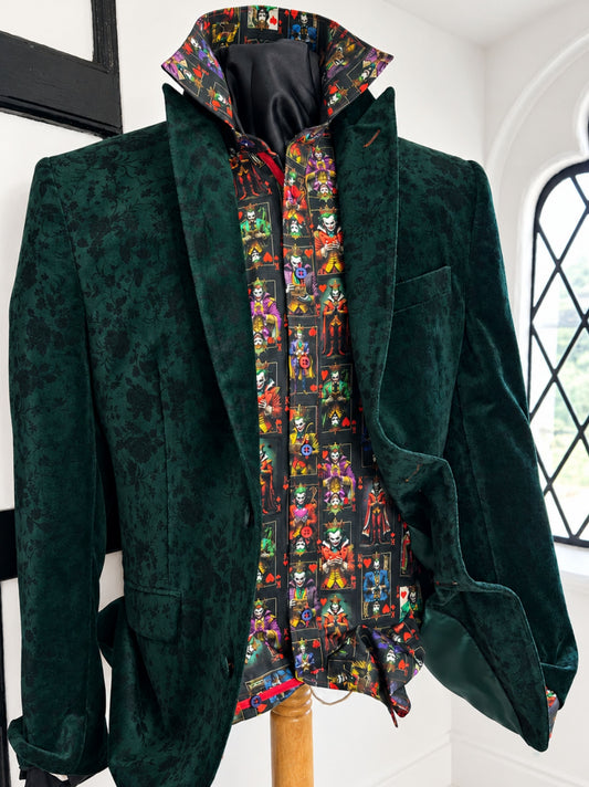 JERRY DARK GREEN AND BLACK VELOUR EVENING JACKET