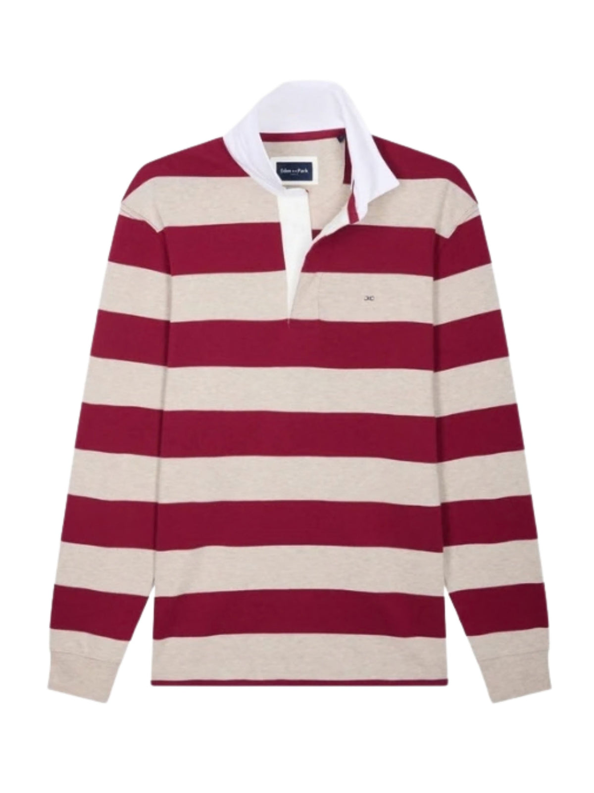 BURGUNDY AND OATMEAL STRIPED COTTON JERSEY