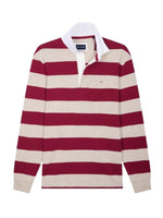 BURGUNDY AND OATMEAL STRIPED COTTON JERSEY