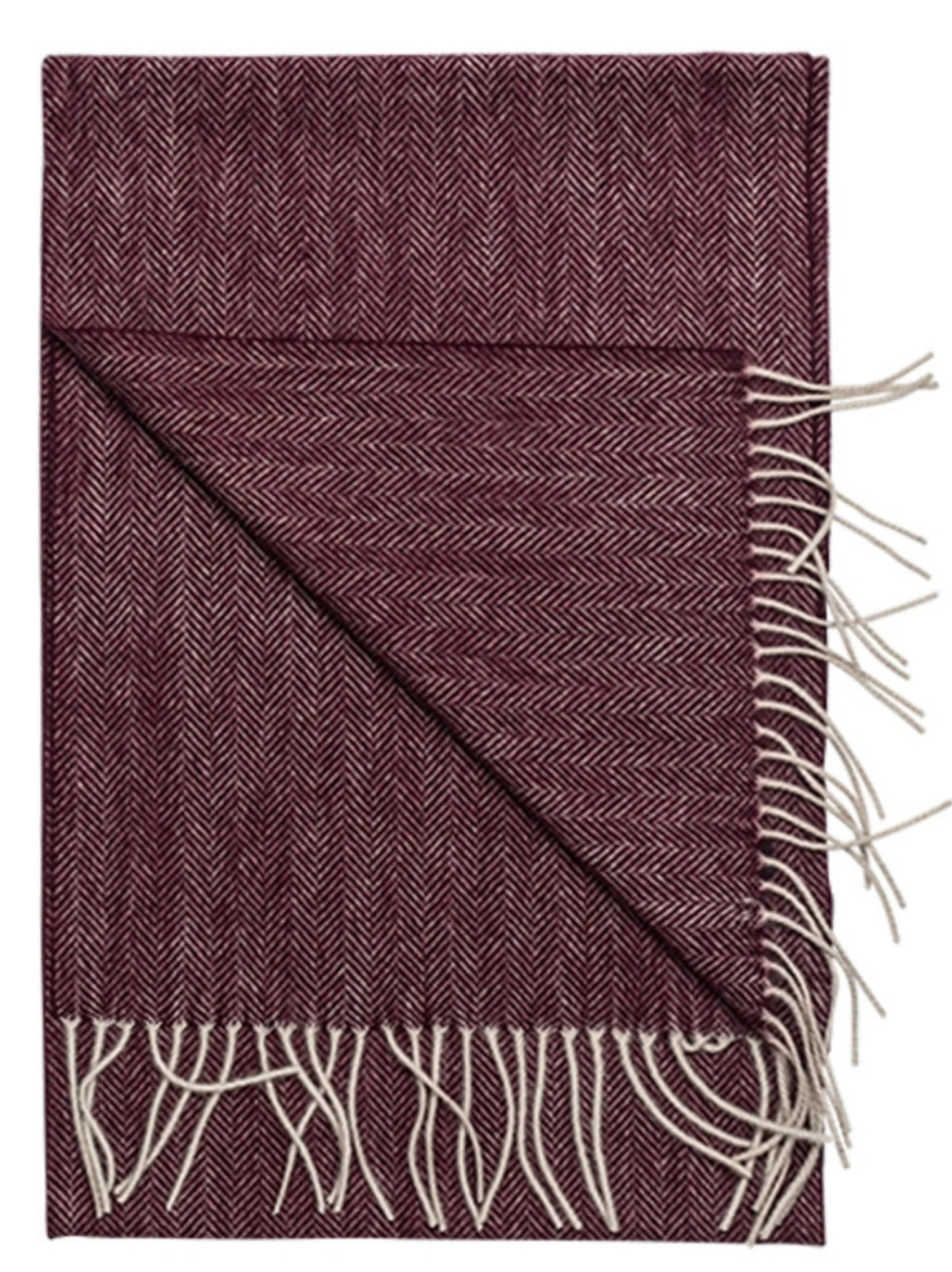 BORDEAUX HERRINGBONE DESIGN WOOL SCARF