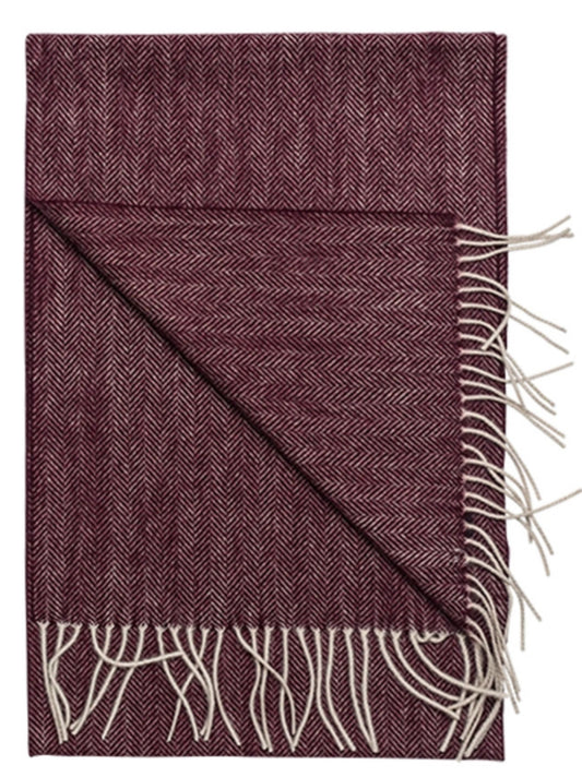 BORDEAUX HERRINGBONE DESIGN WOOL SCARF