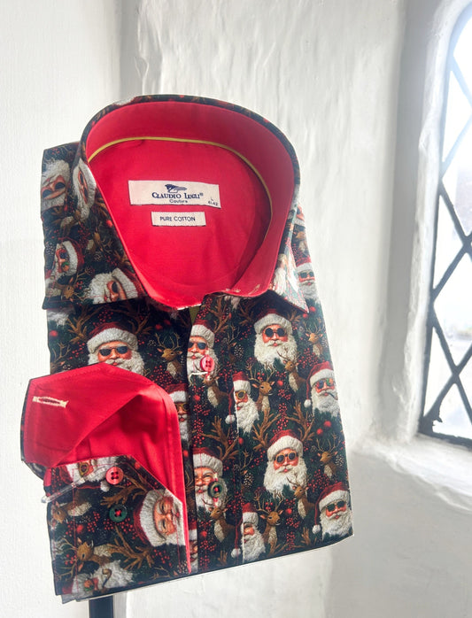 FATHER CHRISTMAS PRINT LONG SLEEVE SHIRT