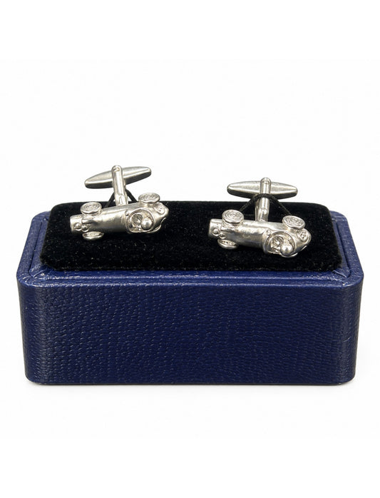 RACER CAR RHODIUM BAR CUFFLINKS