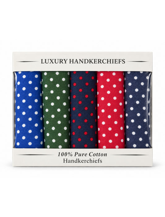 5 COLOUR SPOT LUXURY HANDKERCHIEFS