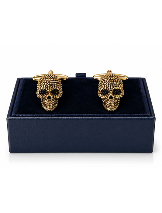 SKULL BAR GOLD FINISH CUFFLINKS