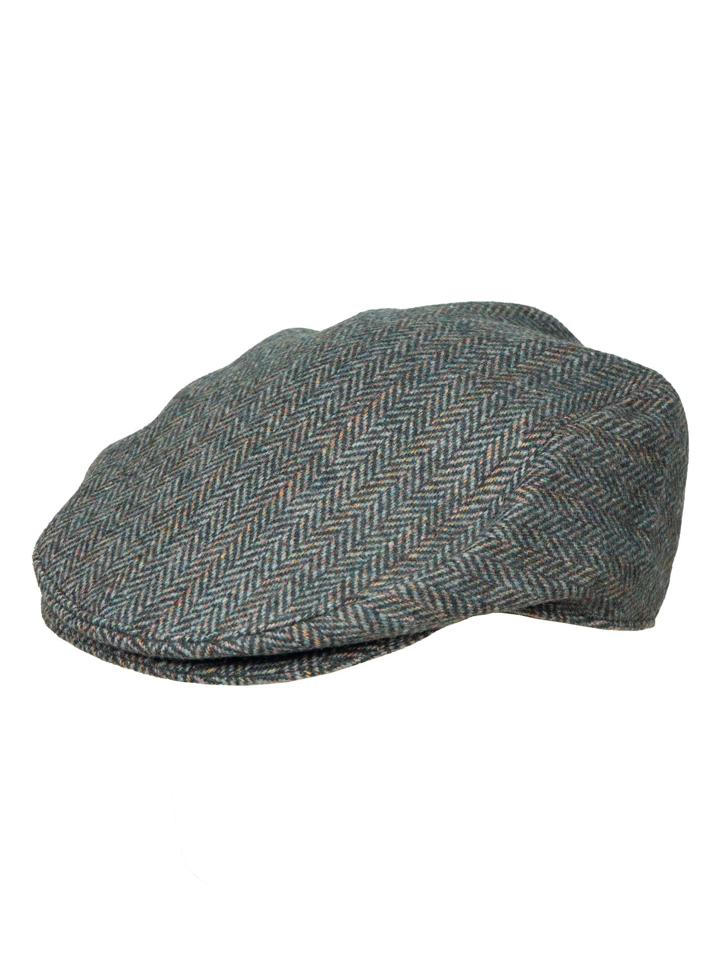DENTS OLIVE HERRINGBONE TWEED FLAT CAP