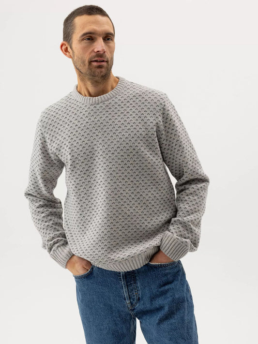 MARBLE GREY AND DARK GREY TORSTEN CREW NECK JUMPER