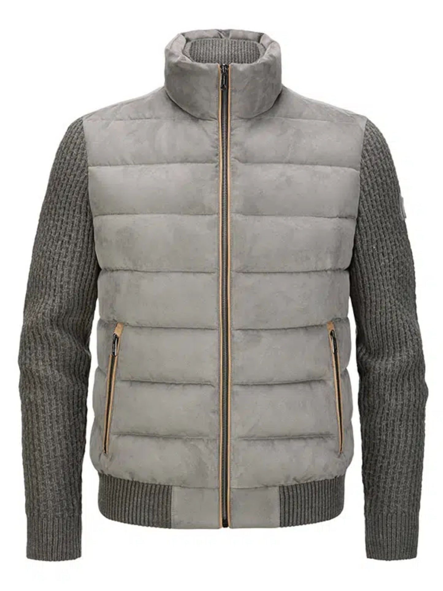 DEAN GREY PADDED JACKET WITH KNITTED SLEEVES