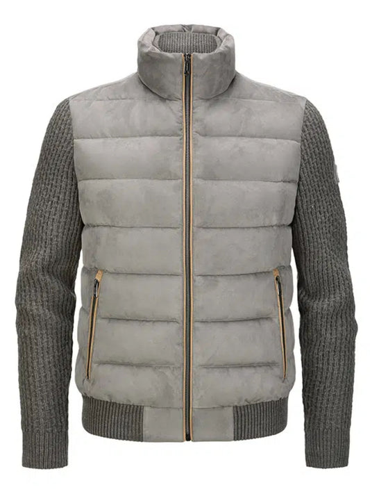 DEAN GREY PADDED JACKET WITH KNITTED SLEEVES