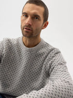 MARBLE GREY AND DARK GREY TORSTEN CREW NECK JUMPER