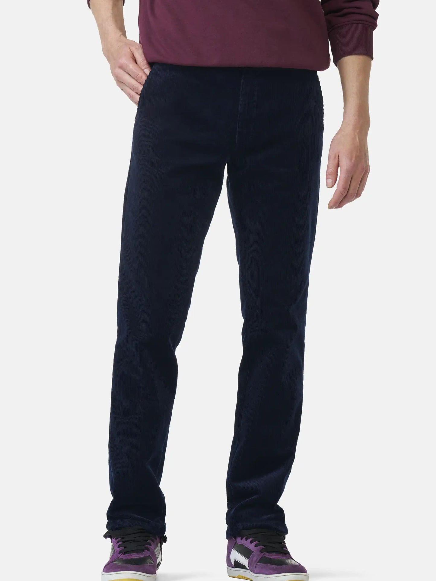 ROMA DARK BLUE COTTON CORD TROUSERS