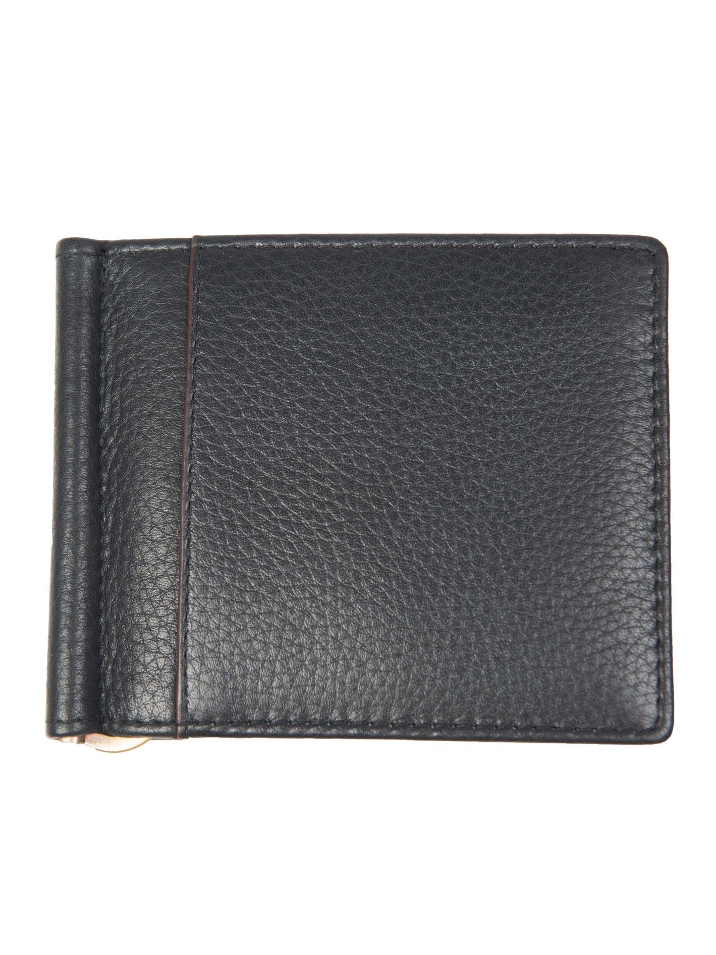 BLACK/BORDEAUX BI-FOLD LEATHER MONEY CLIP