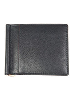 BLACK/BORDEAUX BI-FOLD LEATHER MONEY CLIP