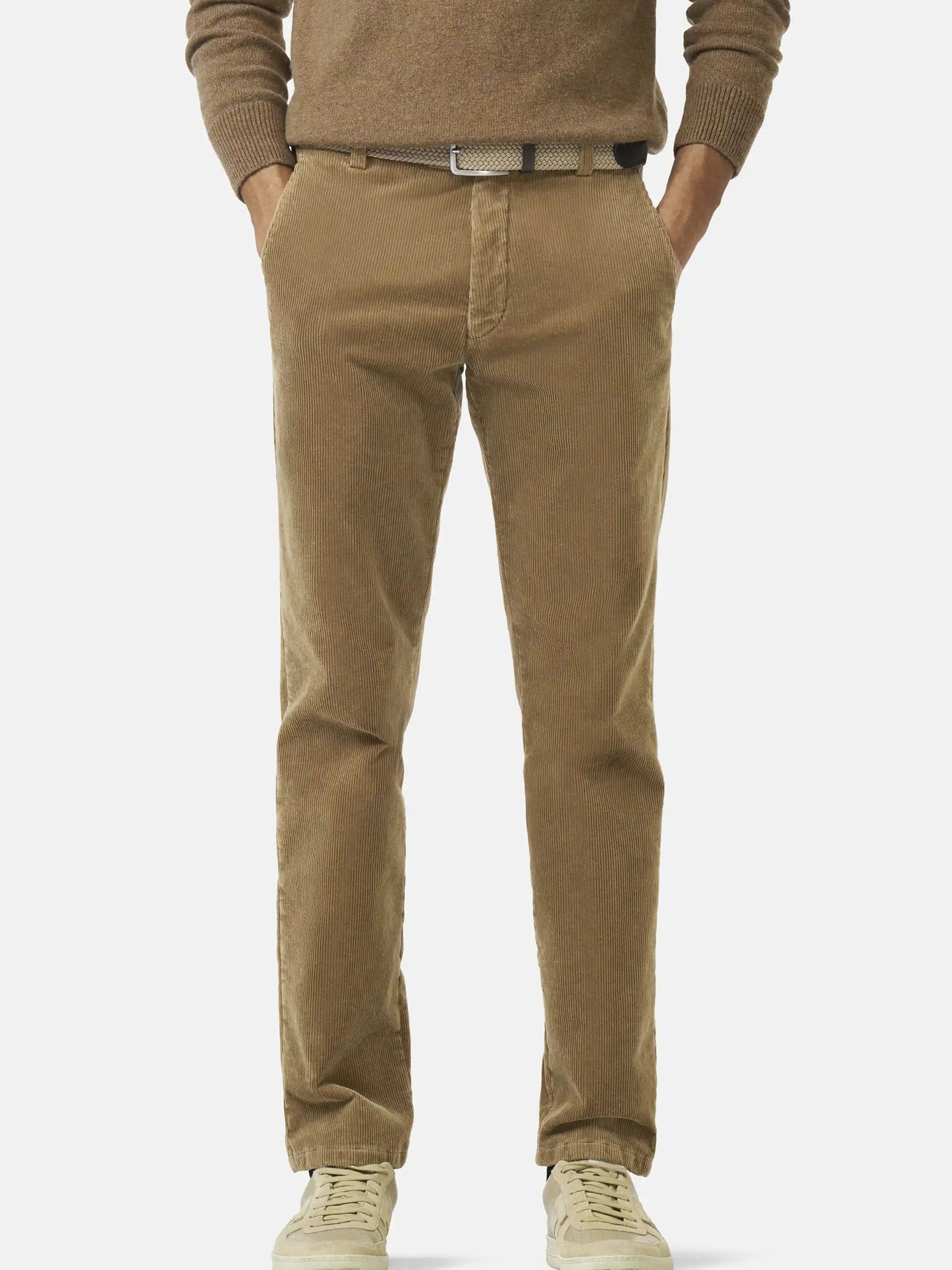 ROMA MID BROWN COTTON CORD TROUSERS